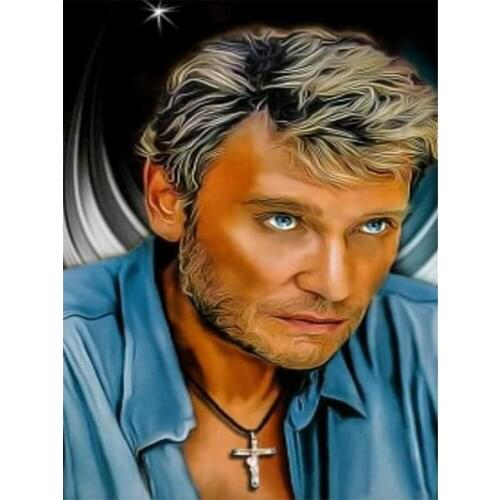 Johnny Hallyday Printed 11CT Cross-Stitch Embroidery Kit DMC Threads Painting Handiwork Handmade Needlework Design Needle