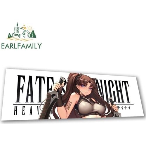 EARLFAMILY 13cm x 5.3cm for Fate Stay Night White Camper Race Car Stickers Anime Scratch-proof Motocycle Helmet Surfboard Decal