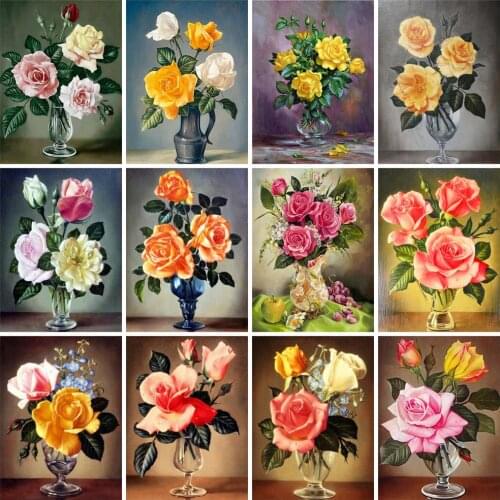 EverShine Diamond Painting Rose Cross Stitch 5D DIY Diamond Embroidery Flowers Picture Rhinestones Handmade Art Decors