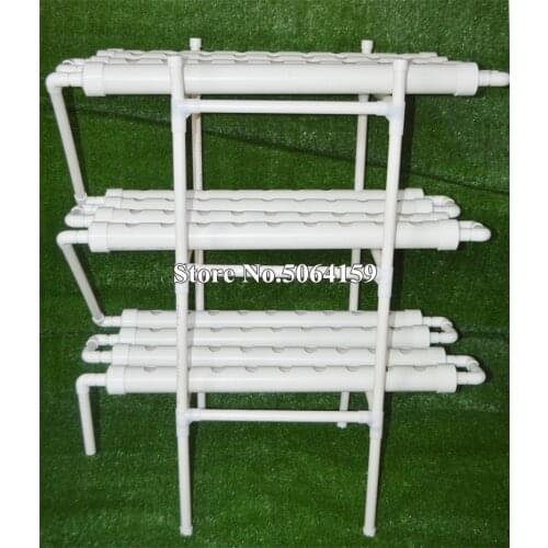 Hydroponic Site Grow Kit 108 Holes Garden Plant System Horizontal 12 Pipes 3 Layers 110V/220V Pump