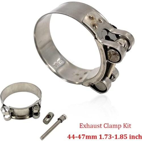 44-47mm 1.73-1.85 inch Motorcycle Exhaust Muffler Silencer Pipe Retaining Clip Clamp Hose Hoop Kit Slip-on 304 Stainless Steel