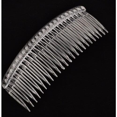 100 12.5x5cm handmade comb 24 tooth plastic headwear hair accessories women transparent white clear plastic hair comb findings