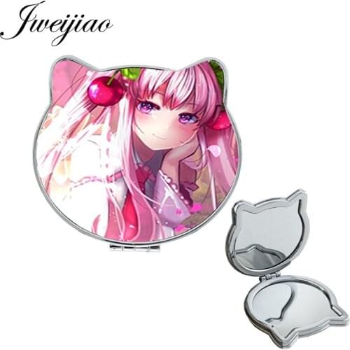 JWEIJIAO red hair fairy leather pocket Cat Ear Shaped mirror for girl man Homosexuality sister friendship fasthion mirror DM145