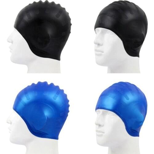 Adults Swimming Caps Men Women Waterproof Swim Pool Cap Ear Protect Large Silicone Diving Hat