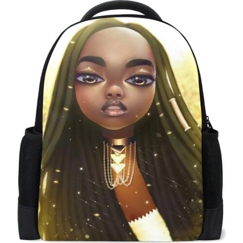 2020 new Fashion Childrens Book-bags Set American Art Black Girls Pattern Kids School Bags Teenagers Shoulder Book Bag Mochila
