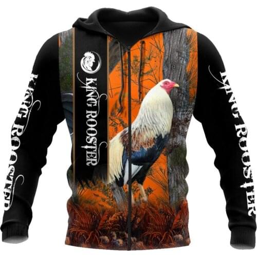 Beautiful Love King Rooster 3D All Over Printed Unisex Deluxe Hoodie Men Sweatshirt Zip Pullover Casual Jacket Tracksuit DW0274