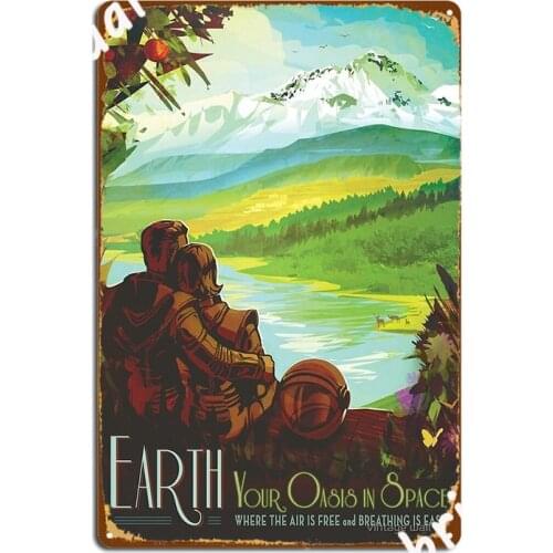 Retro Space 2 Earth Metal Sign Wall Mural Wall Decor Home Printing Tin Sign Poster