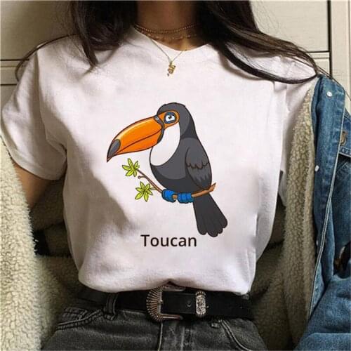 Fashion Women Summer Toucan T-shirt Cat Cute Cartoon Ladies Tshirt Womens Female Tops T-Shirt Clothes Graphic Clothing T-shirt