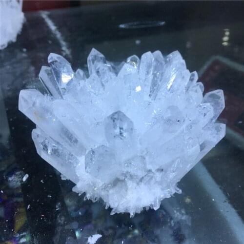 Natural White Crystal Cluster Rock Geode Lemurian Seed Chakra Healing Reiki Stone Point Decoration