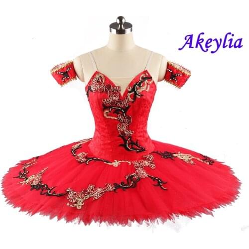 No Elasticity Red Don Quixote Ballet tutu Costumes Girls Paquita Professional Ballet Dress Stage Pancake Platter Tutu For Child