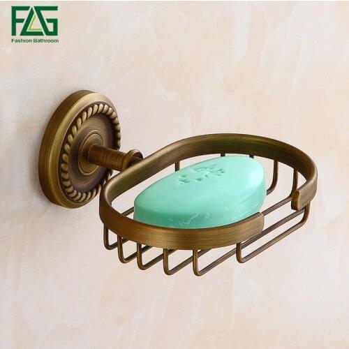 Wholesale And Retail Traditional Antique Brass Bathroom Soap Dish Holder Basket Holder Wall Mounted