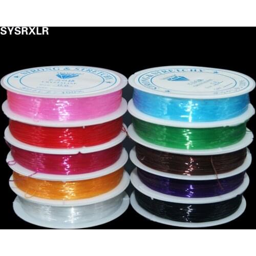 Wholesale 10 Colorful 12 M Rubber Elastic Thread 0.6 0.8 1MM Crystal String Beads Line Beaded Beading Wire DIY Beads For Jewelry