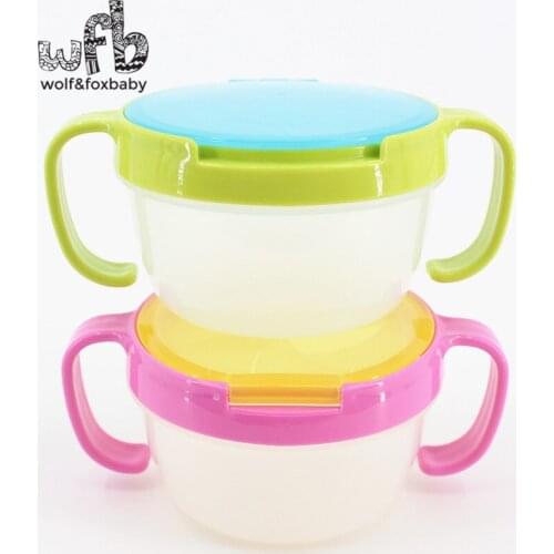 Wholesales 4pcs/lot Child double the handle snack cup biscuits candy cans bpa free shopping baby infant Edible safety Dinnerware