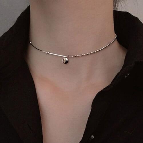 925 Sterling Silver Choker Collar Short Necklaces Round Choker Clavicle Chain Lucky Necklace Women Fine Jewelry Accessories