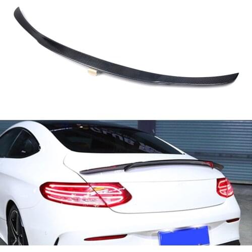 Use For Benz C Class W205 Coupe Spoiler 2015--2019 Year Black Real Carbon Fiber Rear Wing Brabu S Style Accessories Body Kit