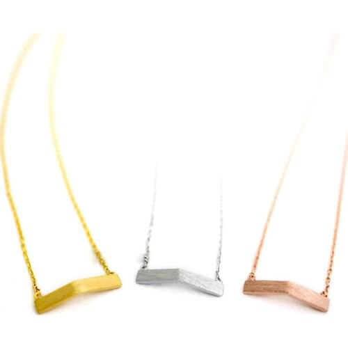 Simple model rectangle necklaces Charm of the bend rectangular pendant necklaces Surface draw long piece of pendant necklaces
