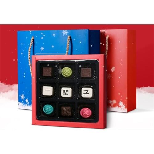 9Holes Christmas Chocolate Packaging Box Bag Set Snowflake Elk Chocolate Candy Lover Gift Box DIY Dessert Packing Logo Custom