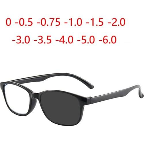 Sun Photochromic Nearsighted Glasses For Blu-ray Blocking Eyewear Minus Lens Square Prescription Spectacle 0 -0.5 -0.75 -1.0 To