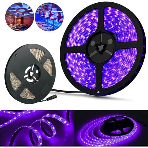 5M SMD 3528 Black White PCB UV Purple LED Strip light DC 12V Ultraviolet Ray LED Tape Ribbon Lamp