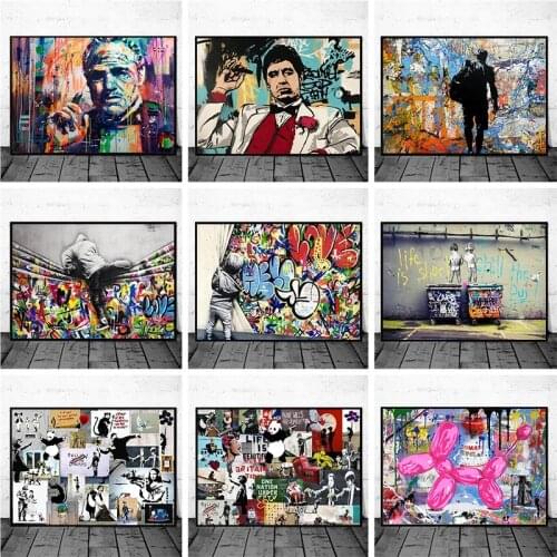 Street Banksy Funny Graffiti Art Canvas Painting Cuadros Figure Posters And Printings Trendy Wall Art Living Room Home Decor