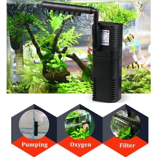 3 in 1 Mini Aquarium Internal Filter Multi-function Submersible Aqurium Water Pump Filter Add Oxygen For Fish Turtle Tank
