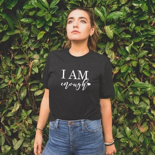 I Am Enough Heart cute t-shirt Positive Christian Jesus tumblr graphic grunge woman Fashion unisex casual funny top tee tshirts