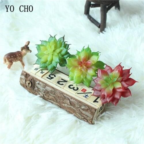 YO CHO 3PC Artificial Lotus Succulent Plants Micro Landscape Office Home Decor DIY 3 Colour Flower Arrangement Garden Decoration