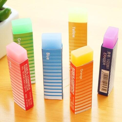 1PC Novelty Lovely New Colored Long Strip Rubber Eraser Creative Jelly Eraser For Kids Gift Student Prize Korean Stationery