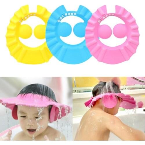 1Pc Adjustable Bath Wash Hair Cap Ear Protection Children Shampoo Cap Shower Caps Baby Kids Shower Shield Hat Safe Soft Hat