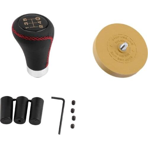 1x Pinstripe Car Decal Rubber Eraser Wheel Pad Sticker & 1set 5 Speed Stitcher Manual Car Gear Stick Shift Knob Shifter