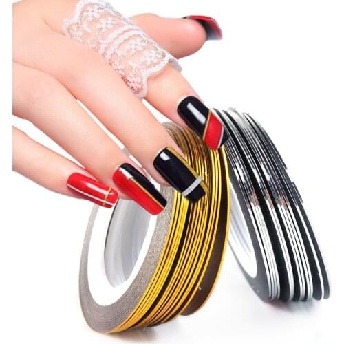 3D Gold Silver Strips For Manicure Laser Tape 0.5mm Plastic Lace Liner Nail Accessory Wire Sticker Polish Foil Decoration LE1009