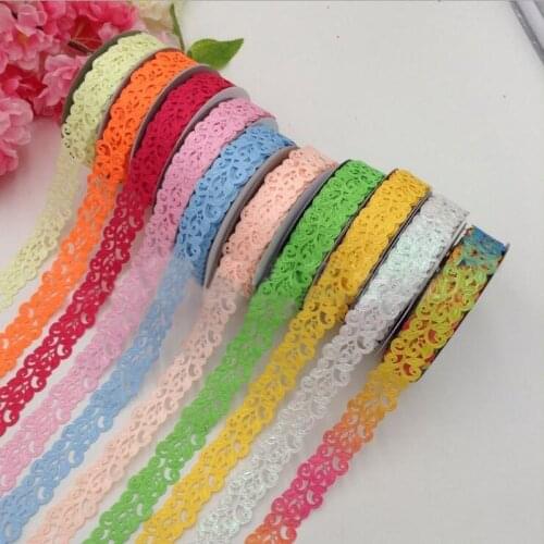 5yards/lot Colorful Hollow-out Ribbons for Decoration Hairbow DIY Supplies Bouquet Packing Lace Ribbon