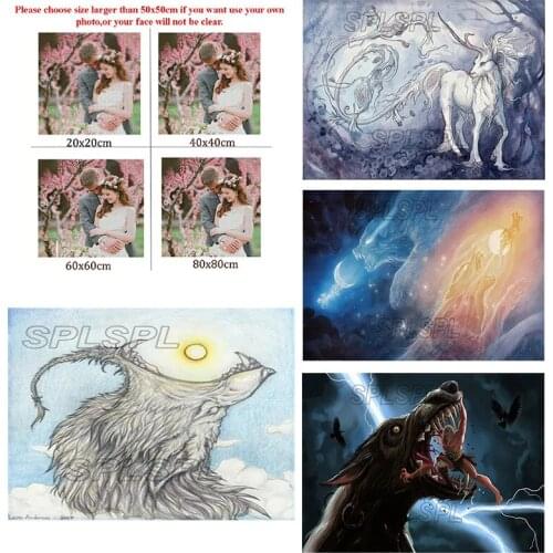 5D Diamond Painting Full Diamond Round Animal Diy Gift Home Behemoth That Can Swallow The Sun Decoration Cross Stitch Kit Mosaic