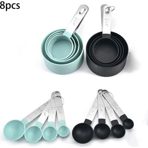 8pcs/set Stainless Steel Measuring Cups Spoons Kitchen Baking Cooking Tools Set Kitchen Measuring Tool