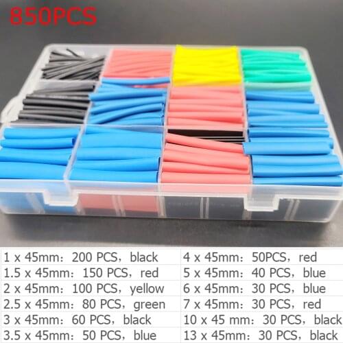 850pcs/656pcs Heat Shrink Tubing Insulation Shrinkable Tubes Assortment Electronic Polyolefin Wire Cable Sleeve Kit Heat Shrink