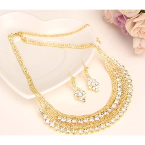 Bangrui Fashion Bridal Jewelry Sets Wedding Necklace Earring for Bride Party Costume Accessories Indian Jewelry Set Decoratio