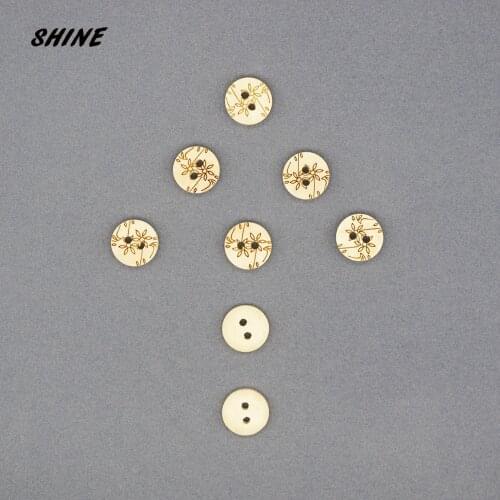 SHINE Wooden Sewing Buttons Scrapbooking Round 2 Holes Natural Color 12.5mm 24 PCs Costura Botones Decorate bottoni botoes