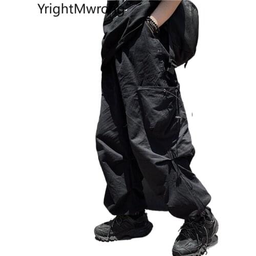 String High Waist Cargo Sweatpant Punk Baggy Pocket Loose Jogger Pant Streetwear Woman Man Hip Hop Techwear Fashion Trouser Fall