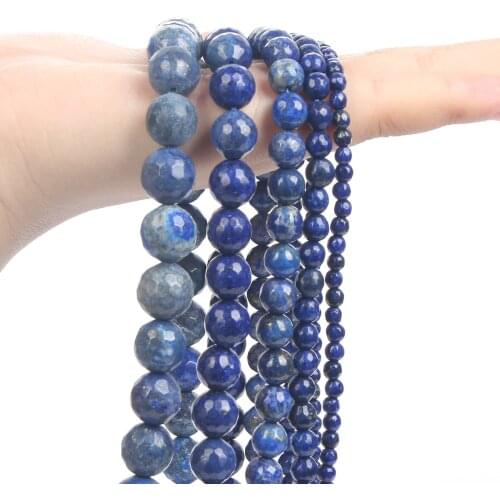 Natural Stone Beads Faceted Lapis Lazuli Round Loose Spacer Beads For Jewelry Making Bracelets Necklace DIY Accessories 4-12MM