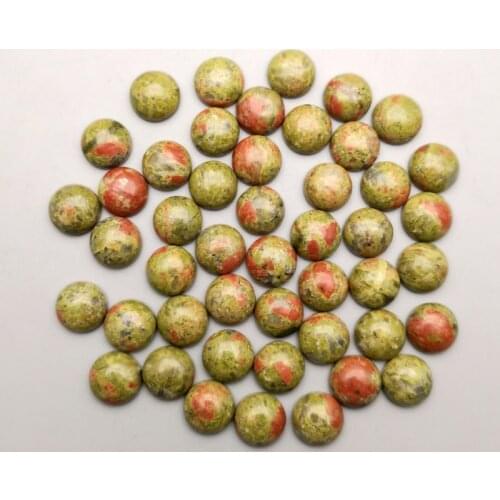 Fashion charm 50Pcs/lot unakite natural stone round 10mm cabochon beads for jewelry Ring accessories no hole Free shipping