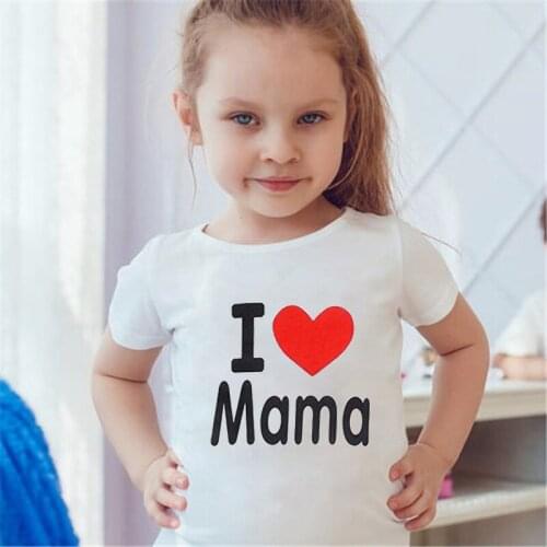 I Love Mama Papa Love Me Letters Printed Children T-shirt Summer New Fashion Short Sleeve Tshirts Boys Girls Casual O-neck Tops