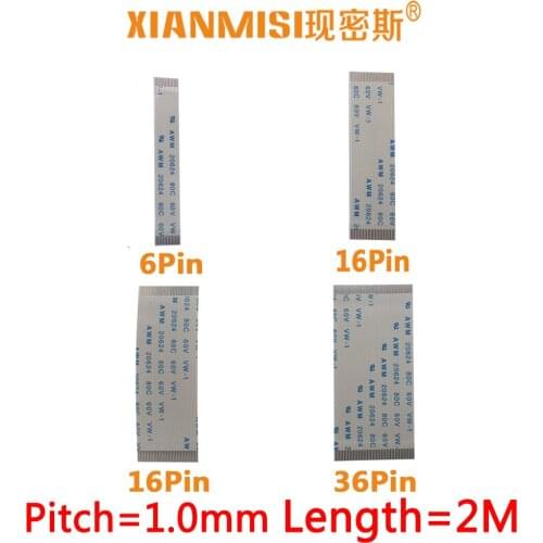 FFC/FPC Flat Flex Ribbon Cable 6Pin 16Pin 26Pin 36Pin Same Side 1.0mm Pitch AWM VW-1 20624 20798 80C 60V Length 2Meter 5PCS