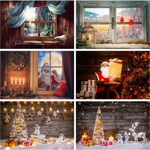 Grunge Wooden Window Sill Scenery Curtain Interior Room Baby Portrait Photo Background Photo Backdrop Christmas Decor Photophone