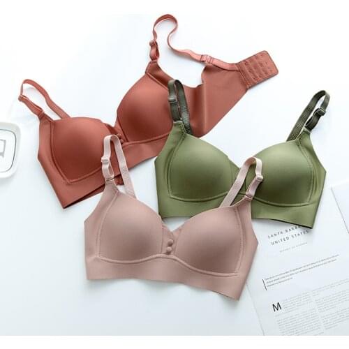 Wriufred Simple glossy and comfortable lingerie breathable vest-style seamless bralette womens underwear wire free bra