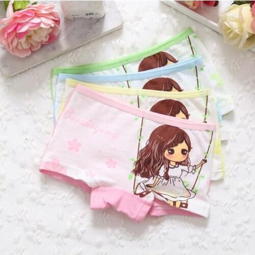 4pcs Cotton Girls Panties Cartoon Comfortable Soft Girl Underwear for 2-9 years Childrens Briefs Kids Clothes