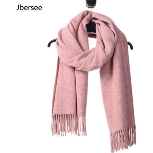 Jbersee 2020 New Luxury Brand Winter Women Cashmere Scarf Winter Warm Tassel Solid Plus Size Wool Scarf Thickening Pashmina