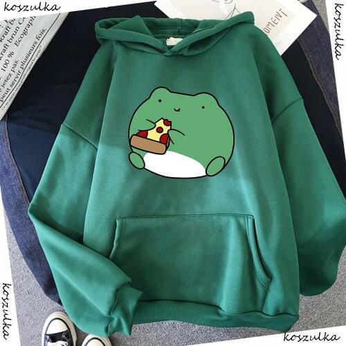 Kawaii Frog Hoodie Oversized Sweatshirt Sweet Hoodies for Women Clothes Female Korean Sweatshirt Plus Size Hoodied