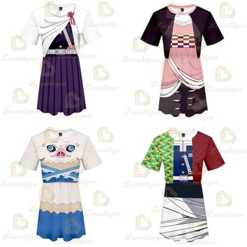 Kawaii Prints Tshirt Dress Short Sleeved Polyester T Shirt Dress for Women T-shirt Womens Summer Dress