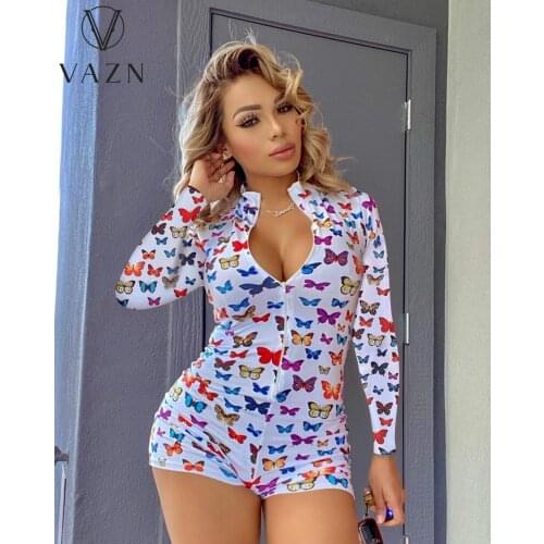 VAZN 2021 Solid Hollow Out Vintage Women Girl Summer Full Sleeve Beach Boho Pants Casual Playsuits Romper Jumpsuit Pants