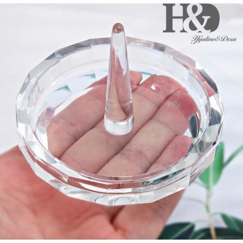 H&D Crystal Ring Holder Jewelry Necklace Display Plate Wedding Home Decor Decorative Art Glass Craft Mothers Day Gift